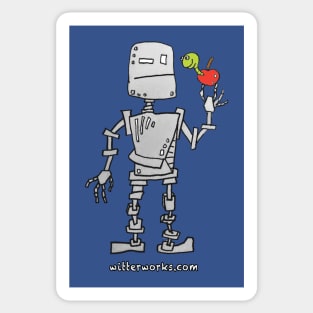 Confused Robot with Apple Sticker